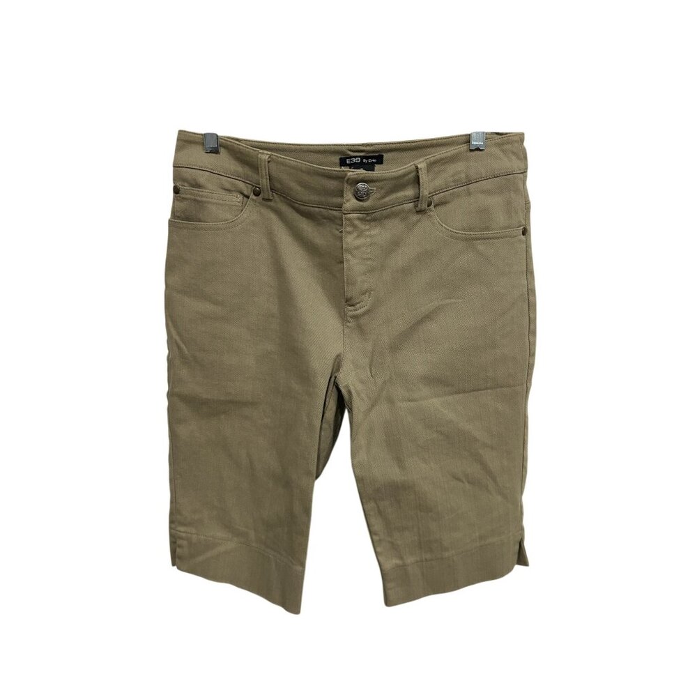 E39 By Eric Womens Khaki Stretch Comfort Bermuda Shorts Size 10 Casual Classic